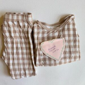 Kyte Baby gingham beige pj set